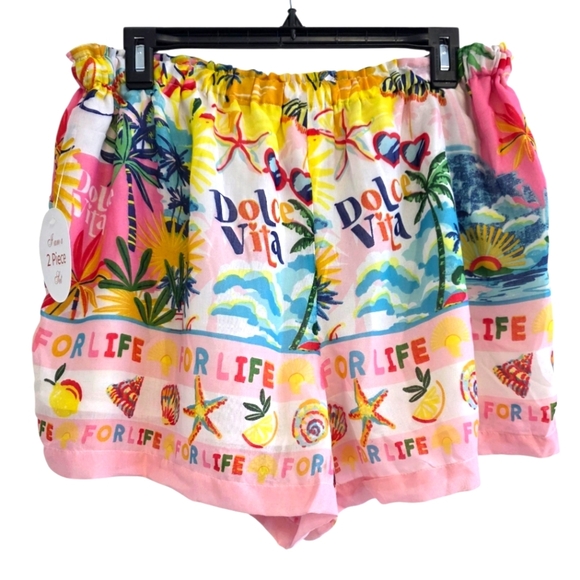 Violet Sky Tropical Print Button Down Top And Shorts Set Size Large - Picture 4 of 9